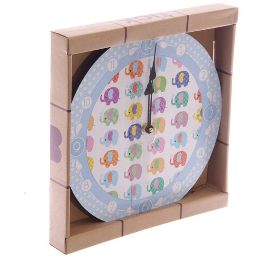 Funky Colourful Dotty Elephants Design Wall Clock