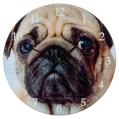 Visage Glass Clock Small Pug