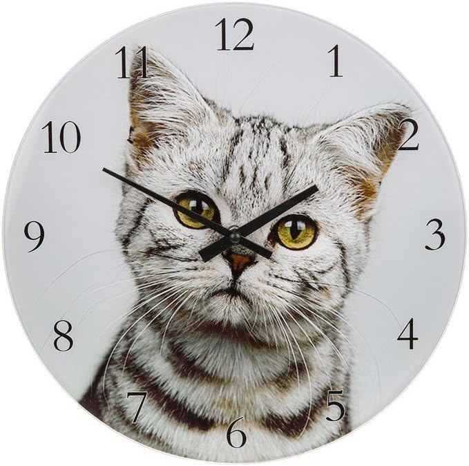 Visage - Large Glass Cat Clock