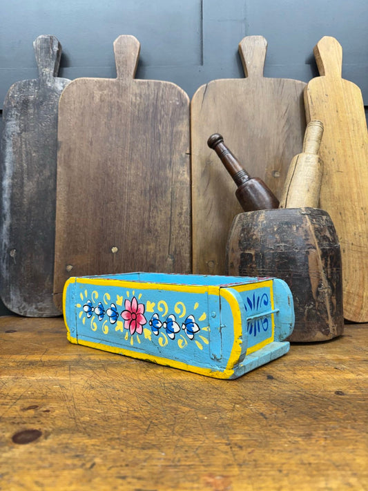 Blue Wooden Painted Brick Mould / Decorative Herb Planter / Storage Box Tray B