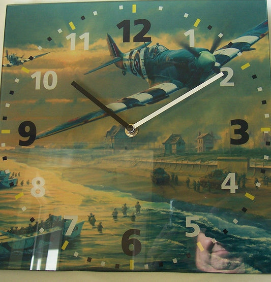 royal airforce spitfire & d days landing square wall clock official licensed product