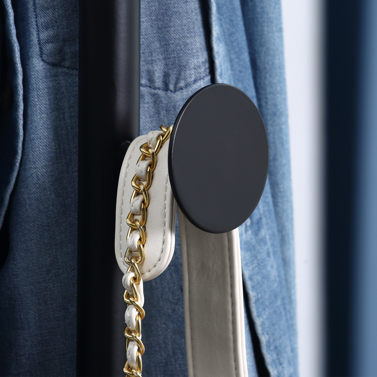 Steel Coat Stand Rack Marble Base 8 Hook for Living Room Entryway,Black