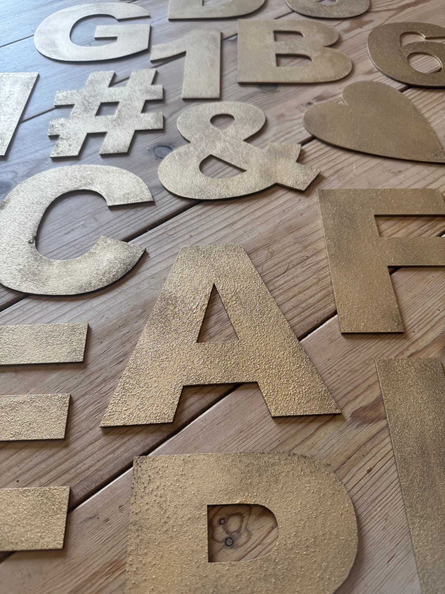 Gold Fat Font Metal Alphabet Letters – 5” or 12” Decorative Lettering A–Z