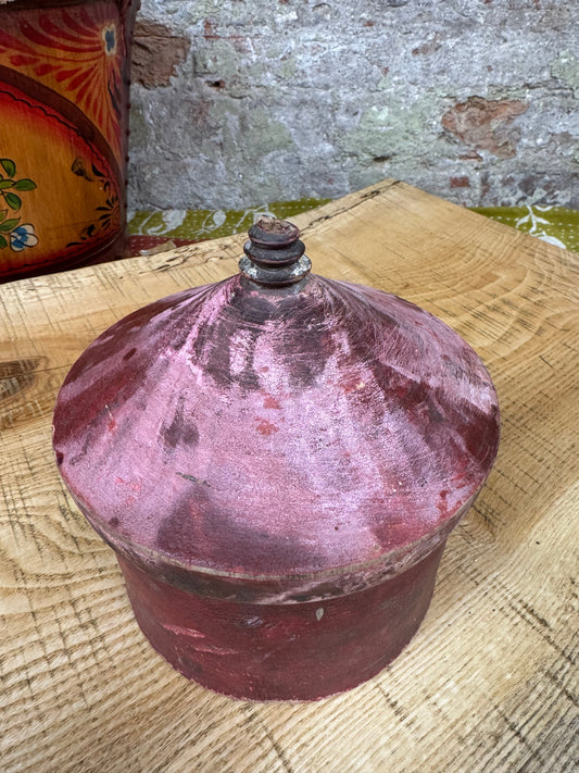 Vintage Tikka Box / Indian Red Box & Lid / Trinket Jewellery Storage Container B