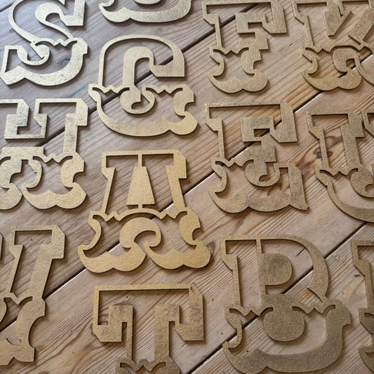 A-Z Rustic 5" or 12" Gold Metal Carnival Letters.