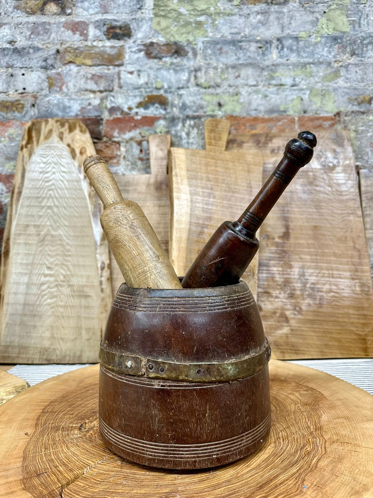 Wooden Vintage Herb Plant Pot Planter / Stationary Desk Tidy / Cutlery Holder A