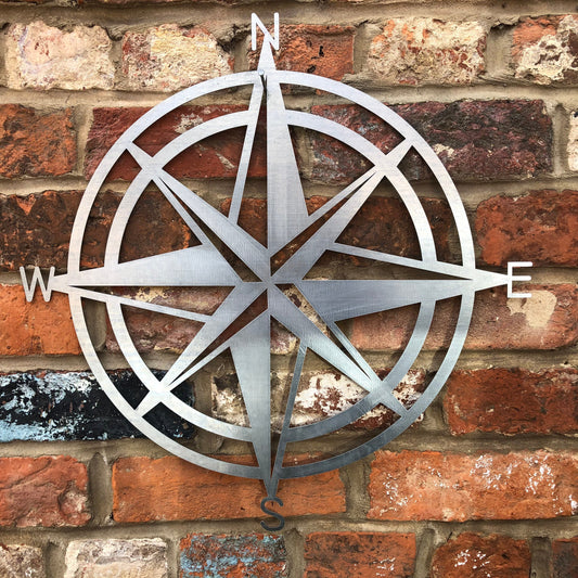 Galvanized Steel Compass Wall Decoration