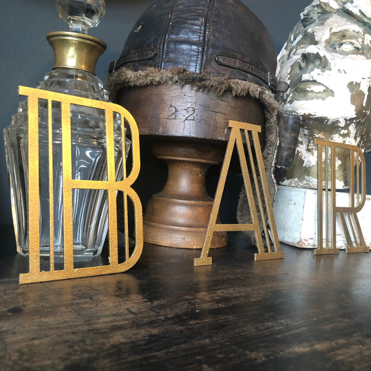 Gold Art Deco Metal Alphabet Letters – 5” or 12” Decorative Lettering A–Z