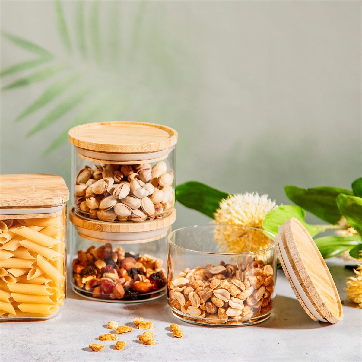 Stacking Glass Storage Jars - Set of 3