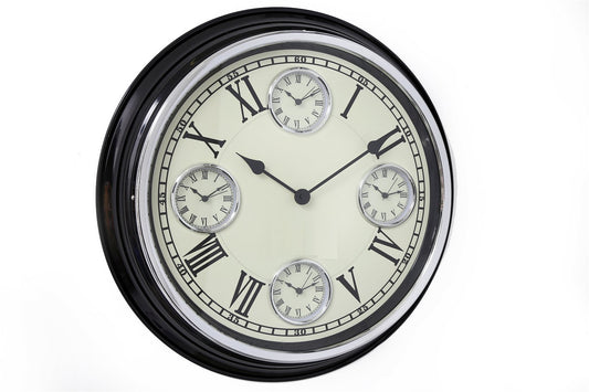 World Multi Clock with Glossy Black Surround