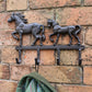 Rustic Cast Iron Wall Hooks, Two Horses