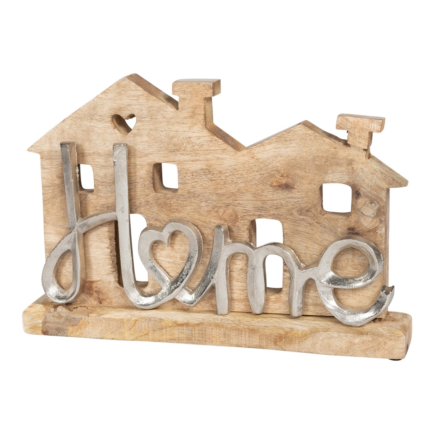 Wooden House With Silver Home Words Decoration