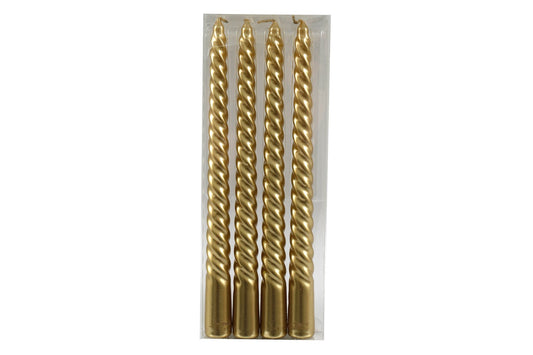 Set of Four Gold Twist Taper Candles