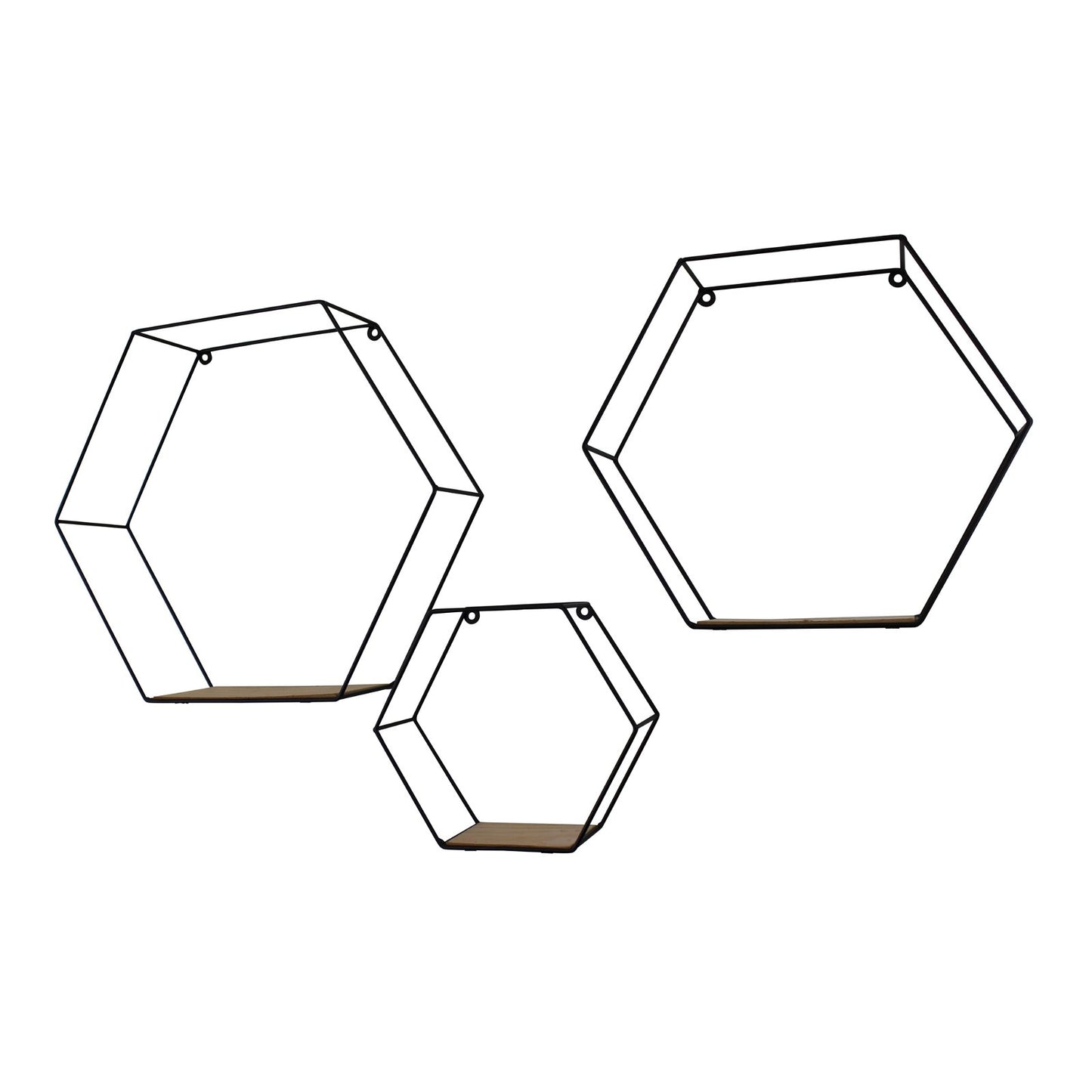 Set Of 3 Hexagonal Wall Shelves