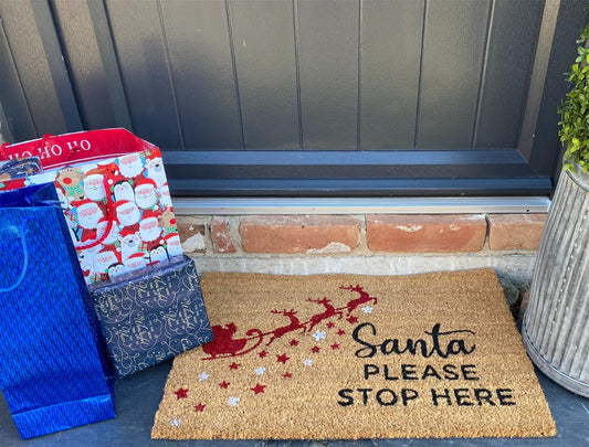 Santa Stop Here Doormat Sleigh