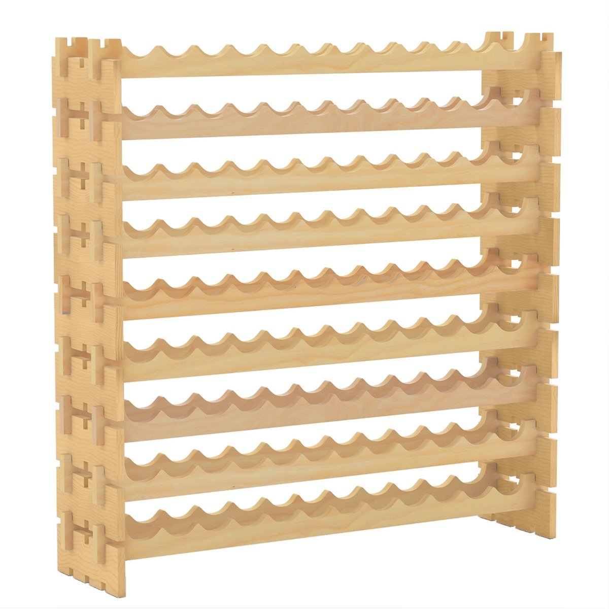 108 Bottles Wine Rack 9-Tier Stackable Wine Storage Stand-Natural