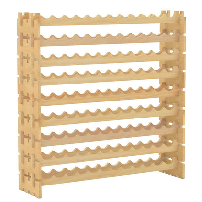 108 Bottles Wine Rack 9-Tier Stackable Wine Storage Stand-Natural