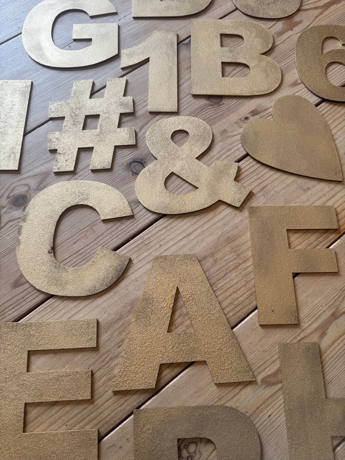 Gold Fat Font Metal Alphabet Letters – 5” or 12” Decorative Lettering A–Z