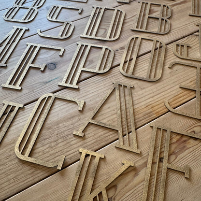 Gold Art Deco Metal Alphabet Letters – 5” or 12” Decorative Lettering A–Z