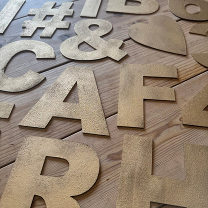 Gold Fat Font Metal Alphabet Letters – 5” or 12” Decorative Lettering A–Z