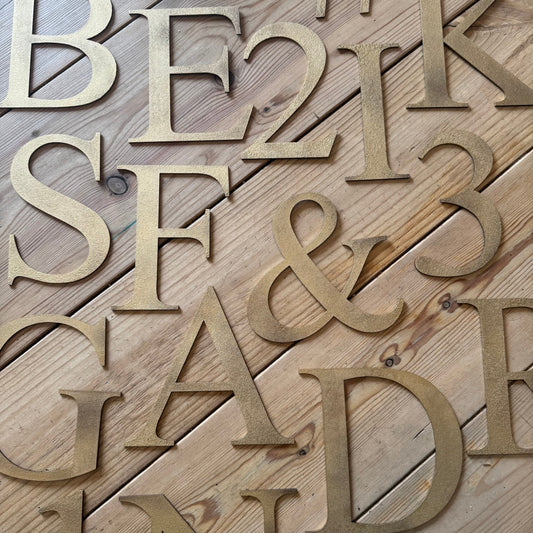 Distressed Gold 5" or 12" Classic Metal Letters, A-Z, 0-9