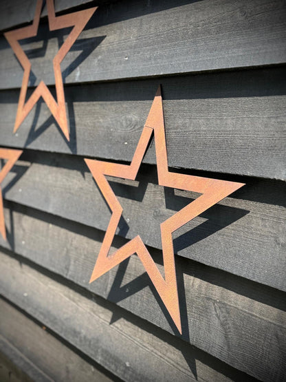 Set of 3 Rusty Metal Stars, Decorations For The Home And Garden.