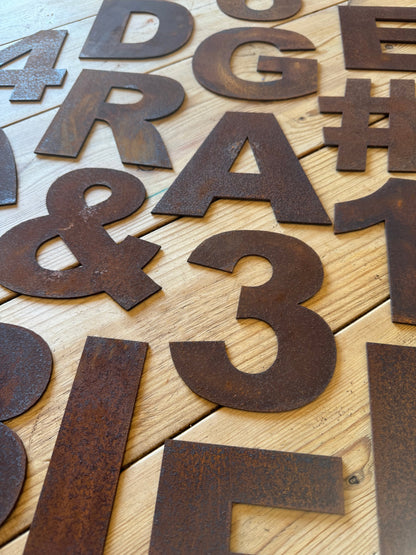5” Rusty Metal Alphabet Letters A–Z | Fat Font Steel Lettering