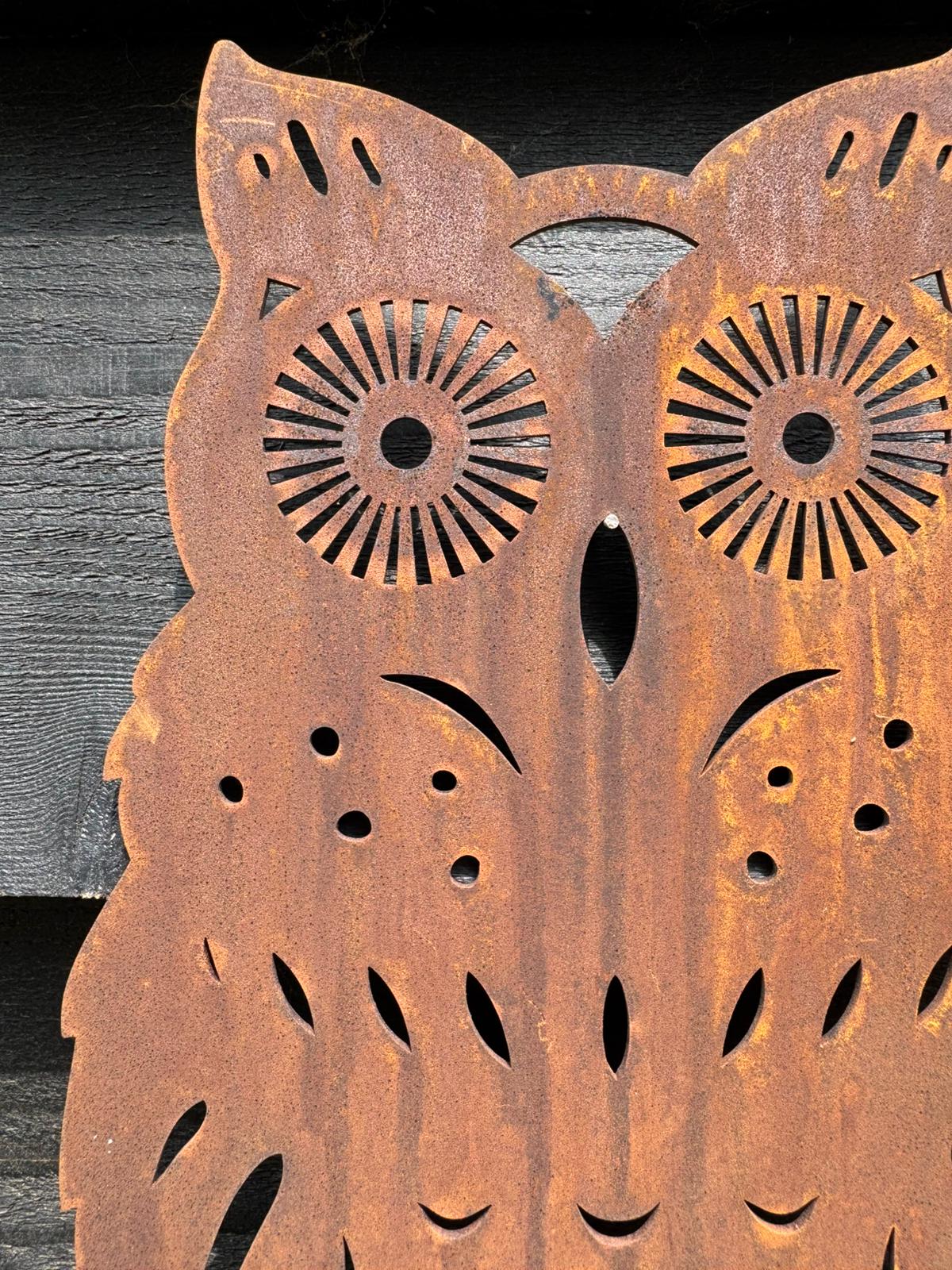 Rusty Metal Standing Owl Garden Ornament