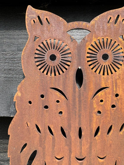 Rusty Metal Standing Owl Garden Ornament