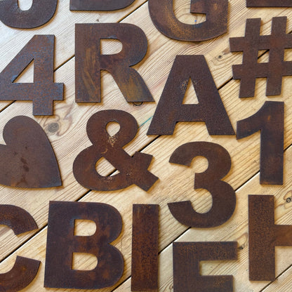 5” Rusty Metal Alphabet Letters A–Z | Fat Font Steel Lettering