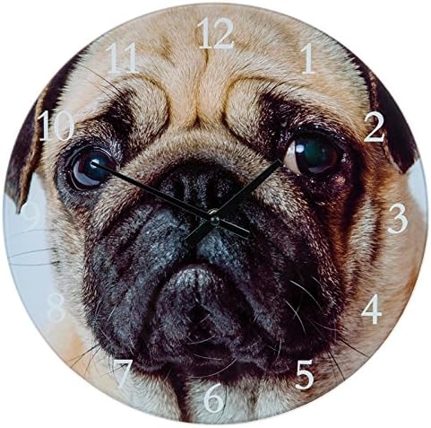 Wall Clock - Pug 30cm Glass Clock (57665)