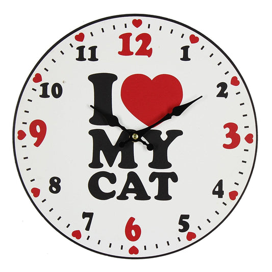 I Love my Cat Bold Bright 30cm Quartz Wall Clock