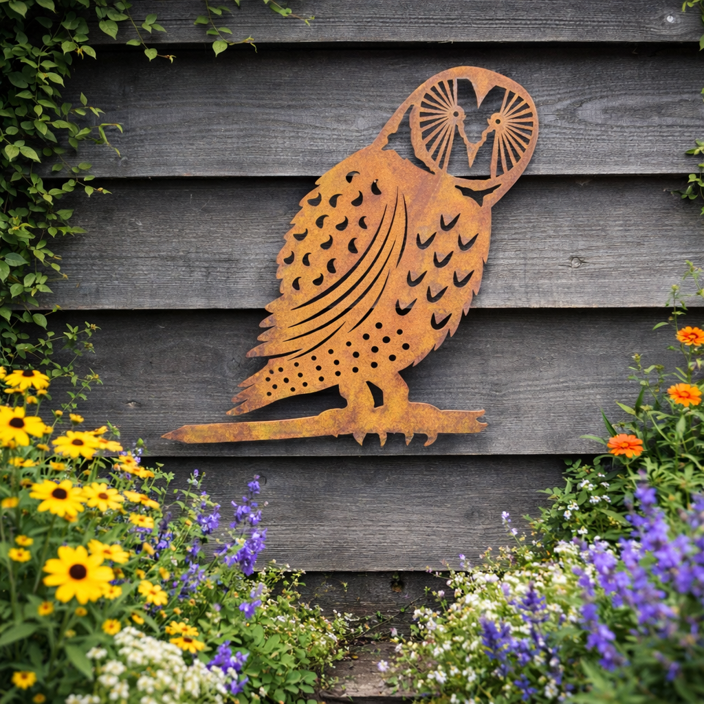 Rusty Metal Owl Garden Decoration
