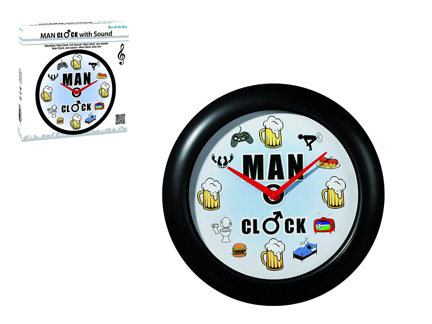 Out of the blue 79 / 3167 Plastic wall Clock, Clock with Sound for MAN 3 AA batteries (AA), approx. 34 CM