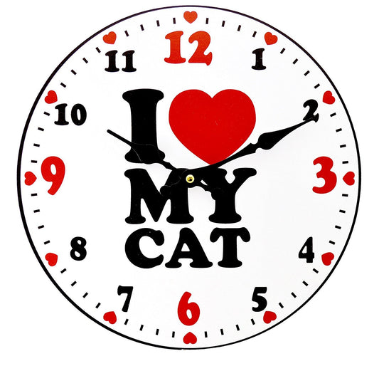 I Love my Cat Bold Bright 30cm Quartz Wall Clock
