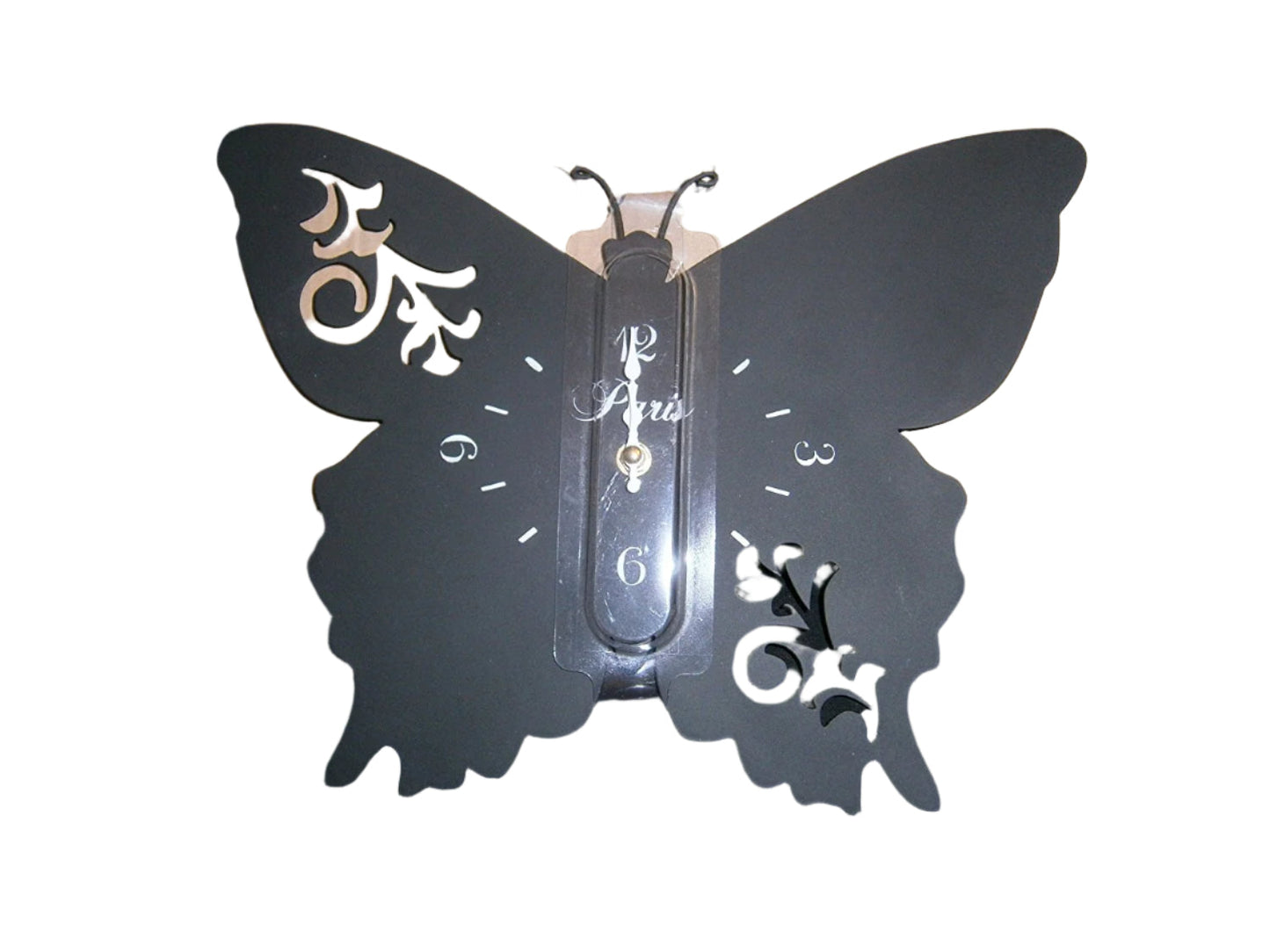 SILHOUETTE BLACK BUTTERFLY CLOCK