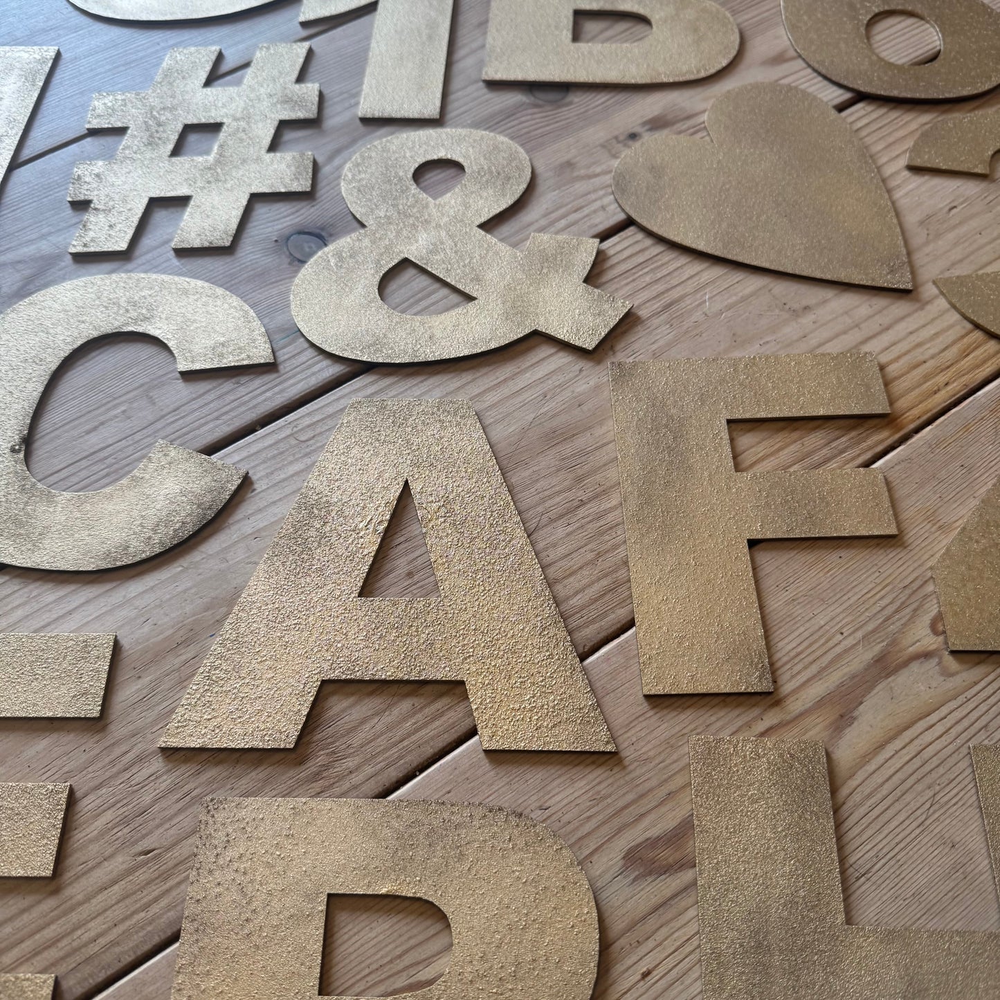 Gold Fat Font Metal Alphabet Letters – 5” or 12” Decorative Lettering A–Z