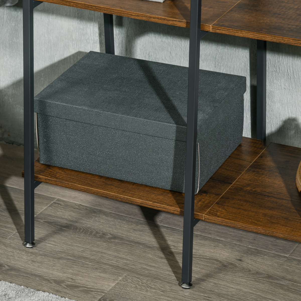 HOMCOM Coat Rack, Coat Stand with Shoe Storage, 5 Hooks for Hallway, Brown