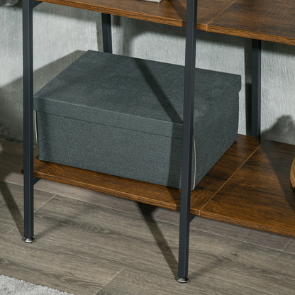 HOMCOM Coat Rack, Coat Stand with Shoe Storage, 5 Hooks for Hallway, Brown