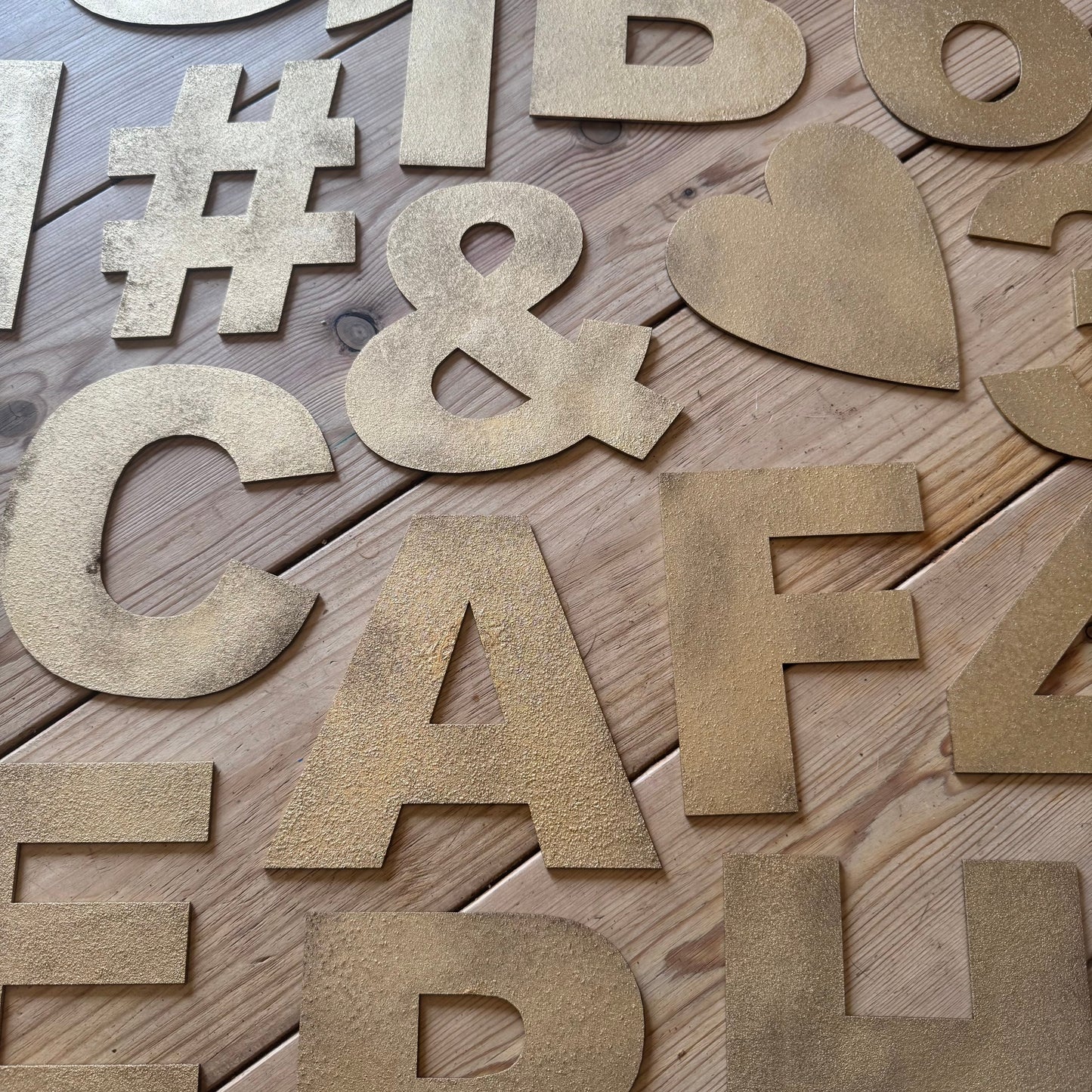 Gold Fat Font Metal Alphabet Letters – 5” or 12” Decorative Lettering A–Z