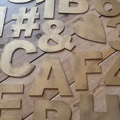 Gold Fat Font Metal Alphabet Letters – 5” or 12” Decorative Lettering A–Z