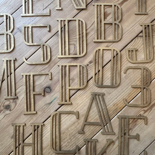 Gold Art Deco Metal Alphabet Letters – 5” or 12” Decorative Lettering A–Z