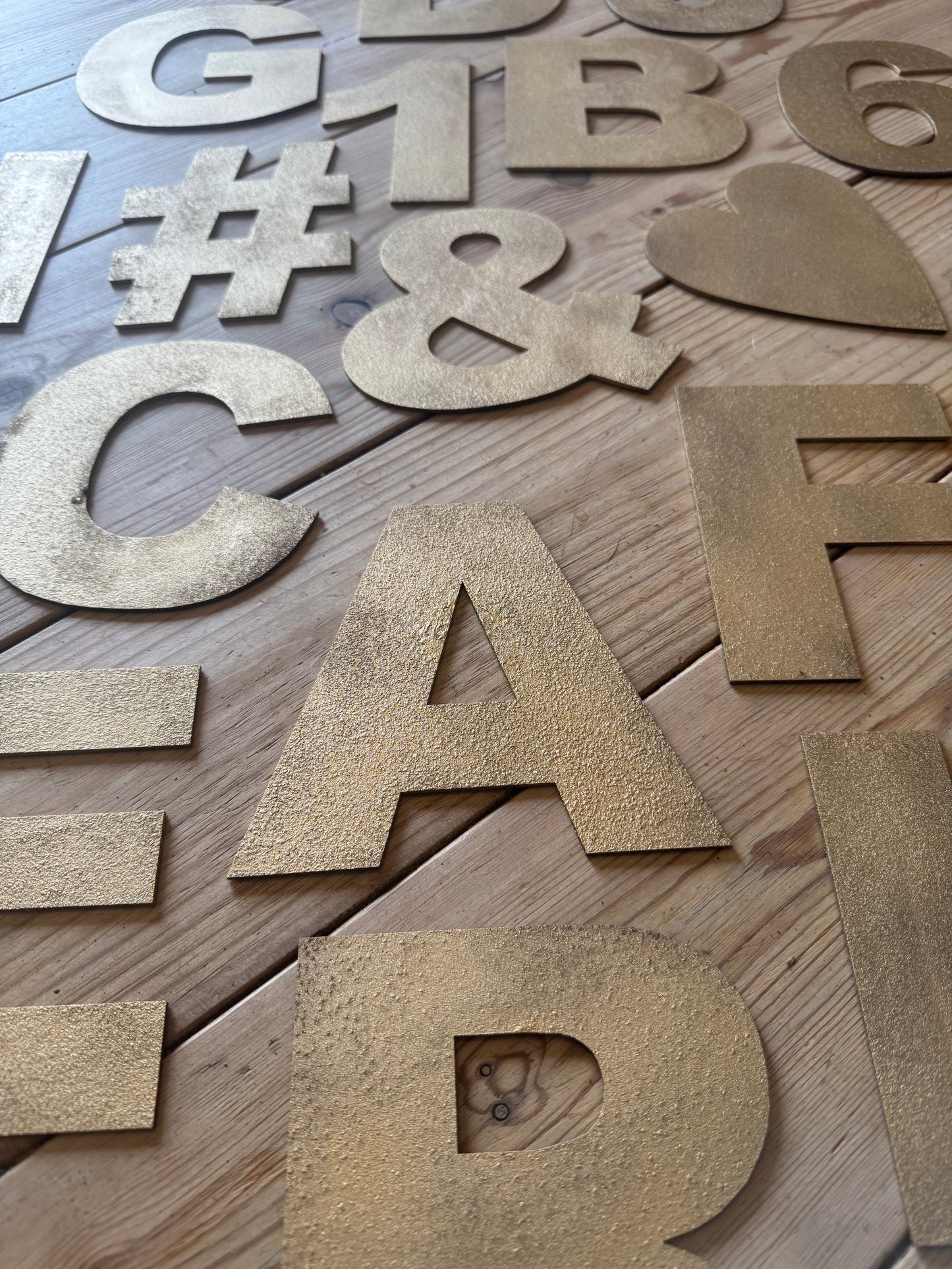 Gold Fat Font Metal Alphabet Letters – 5” or 12” Decorative Lettering A–Z