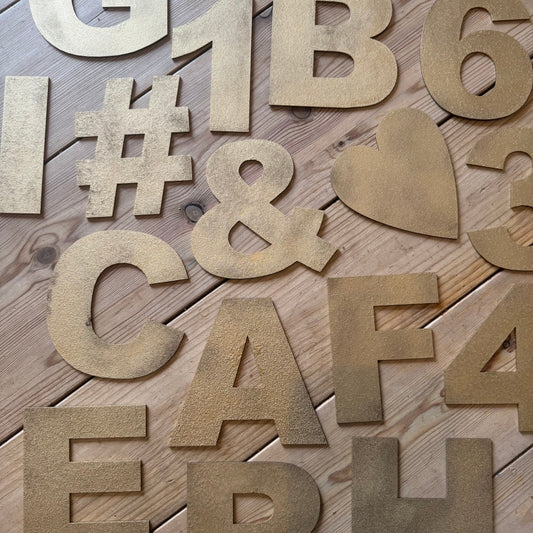 Gold Fat Font Metal Alphabet Letters – 5” or 12” Decorative Lettering A–Z