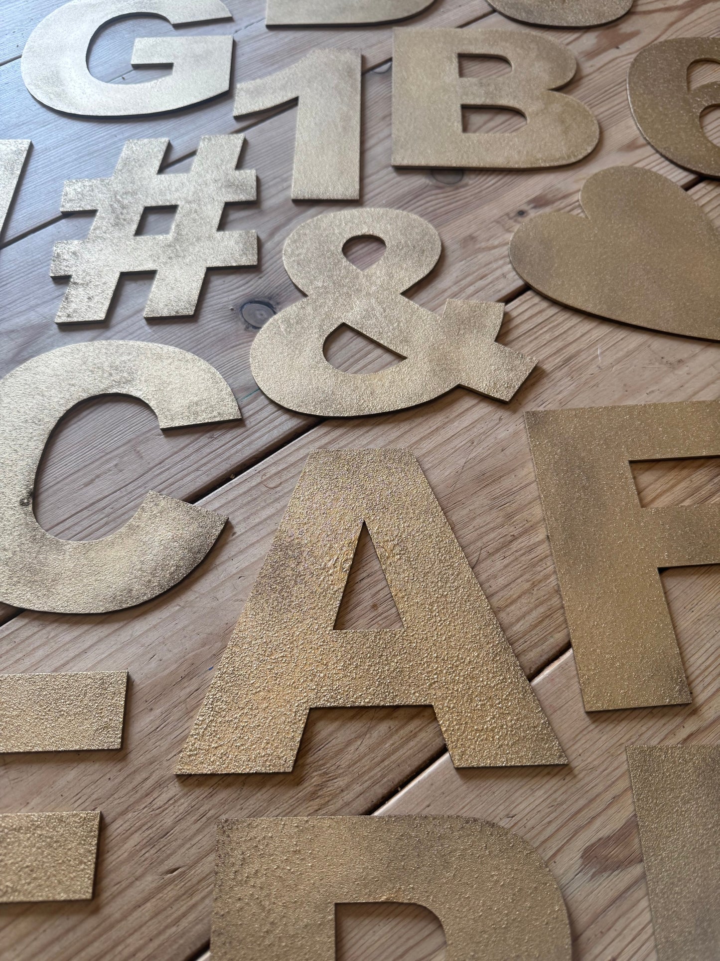 Gold Fat Font Metal Alphabet Letters – 5” or 12” Decorative Lettering A–Z