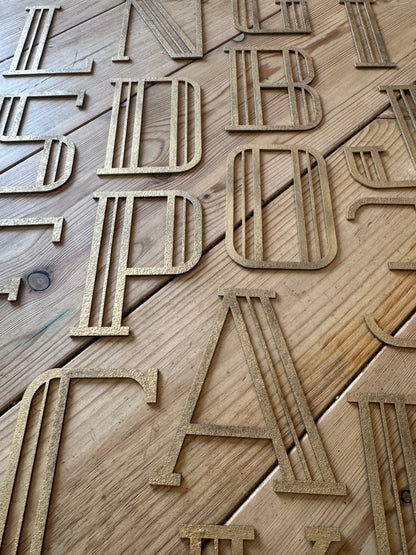 Gold Art Deco Metal Alphabet Letters – 5” or 12” Decorative Lettering A–Z