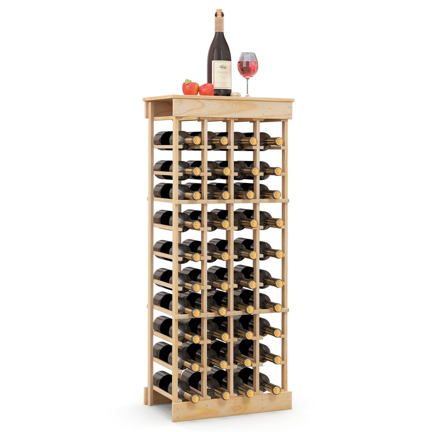 40-Bottle Freestanding Wine Rack Storage Shelf with Tabletop