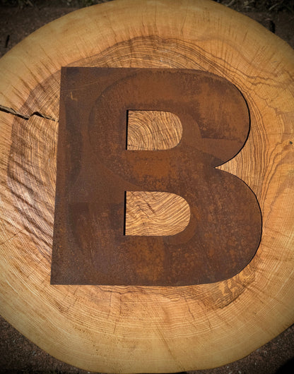 5” Rusty Metal Alphabet Letters A–Z | Fat Font Steel Lettering