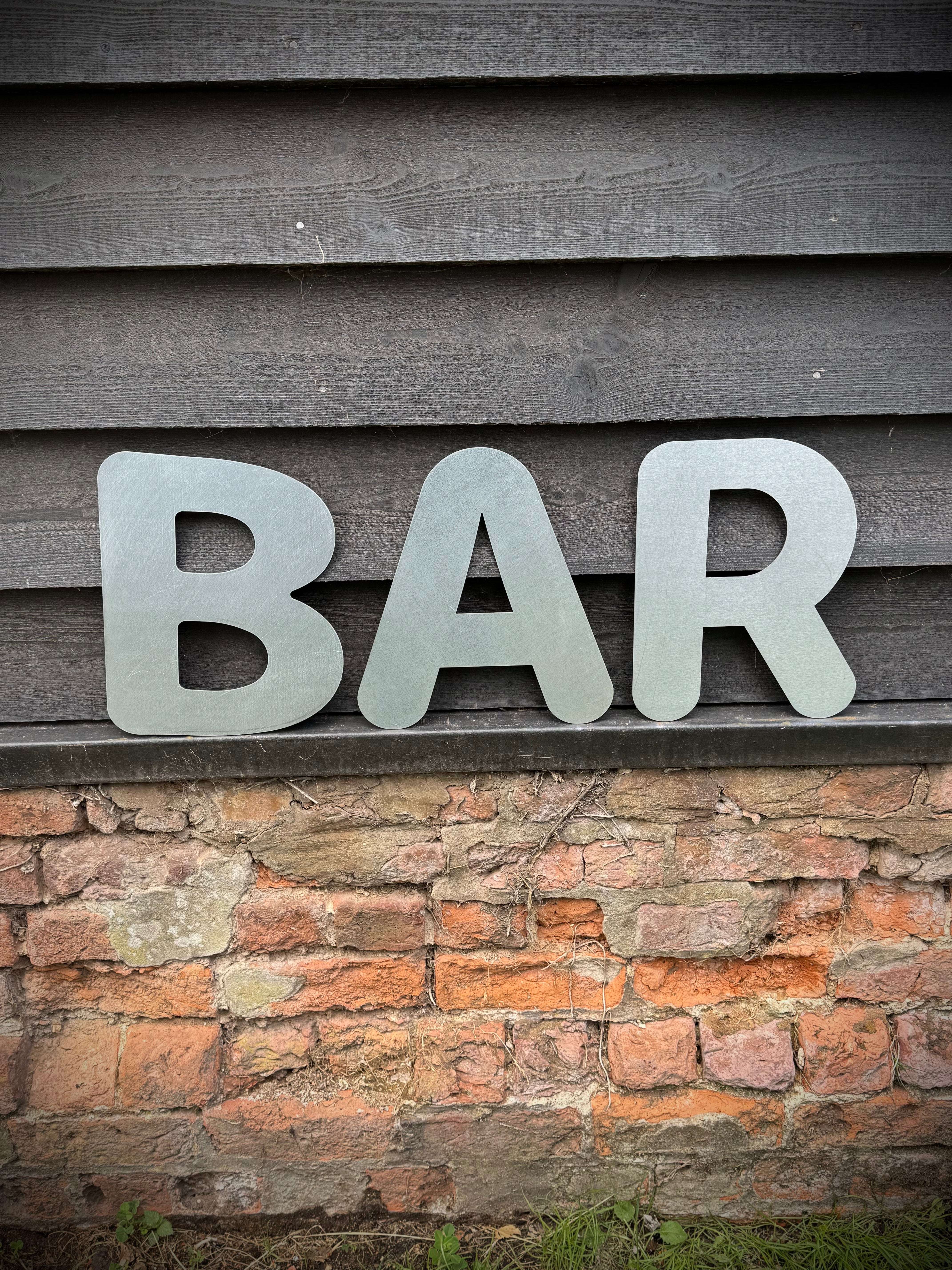 BAR Steel Bubble style Lettering 12 inch – www.gardenproductsonline.co.uk