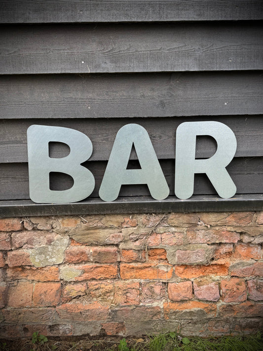BAR Steel Bubble style Lettering 12 inch